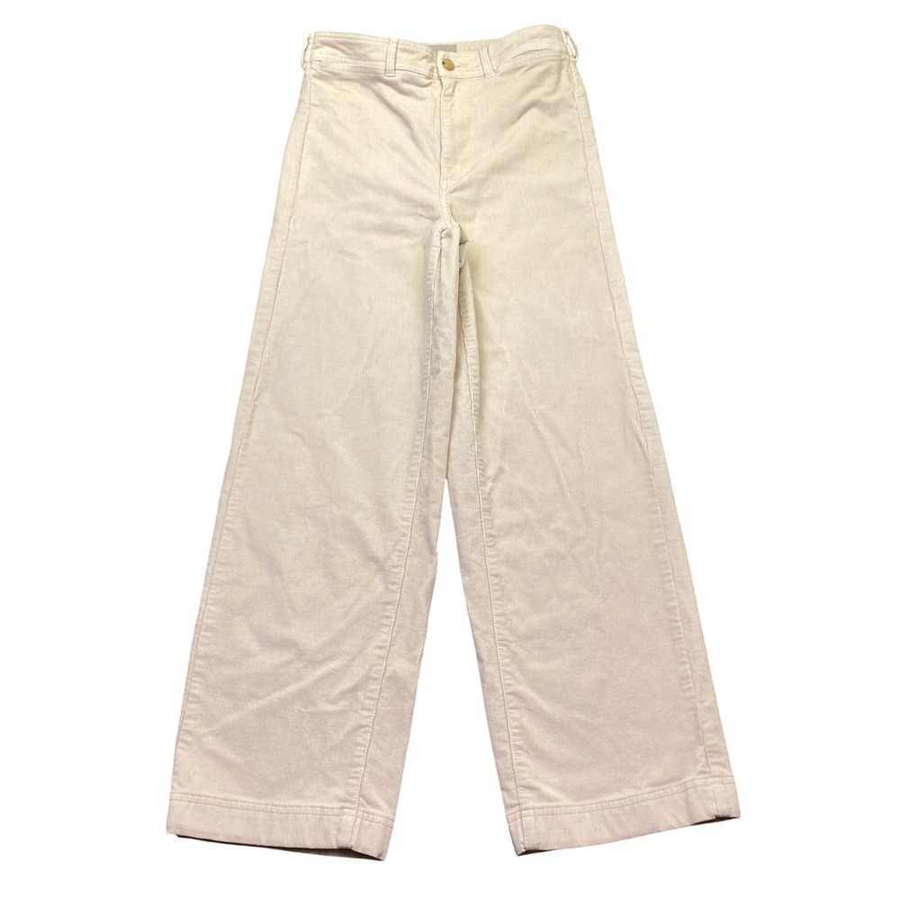 Everlane High Rise Wide Leg Corduroy Pants Beige Cream Size 8 - Altered Waist
